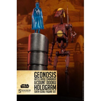 Star Wars Action Figure 1/6 Geonosis Commander Battle Droid & Count Dooku Hologram 30 cm